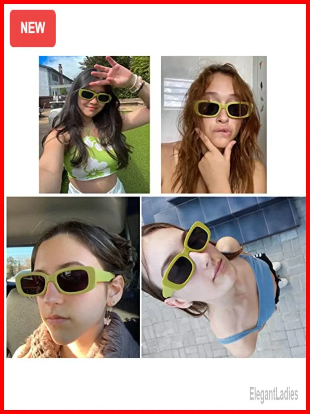 4 Pcs Retro Vintage Square Rectangle Sunglasses UV400 Protection Y2K Trendy
